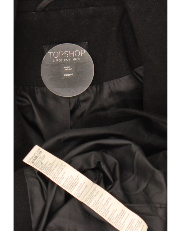 Topshop Abrigo abierto para mujer UK 10 Small Poliéster negro