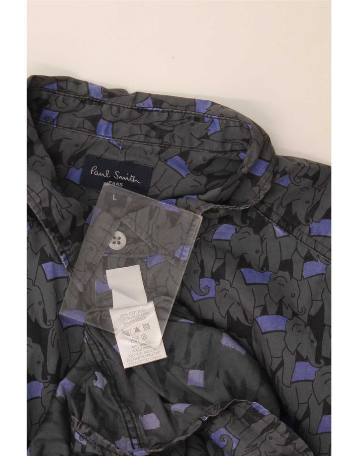 Camisa Paul Smith Hombre Grande Gris Animal Print Algodón