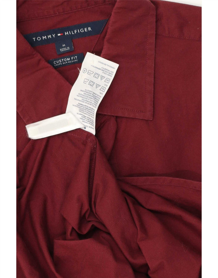 Tommy Hilfiger Camisa Custom Fit para Hombre Algodón Burdeos Medio