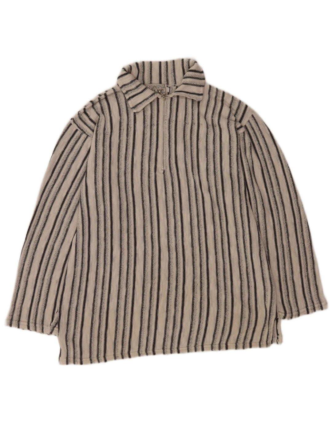 Vintage hombres polo cuello jersey suéter medio blanco rayas