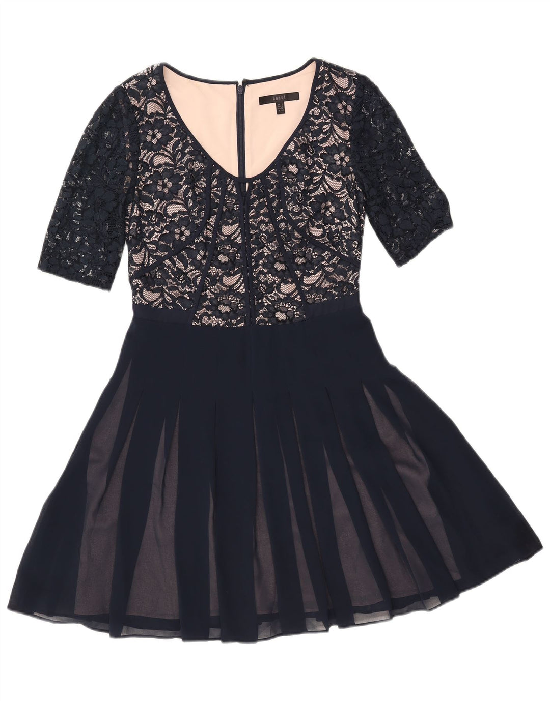 Vestido acampanado de encaje para mujer Coast UK 8 Small Poliamida azul marino