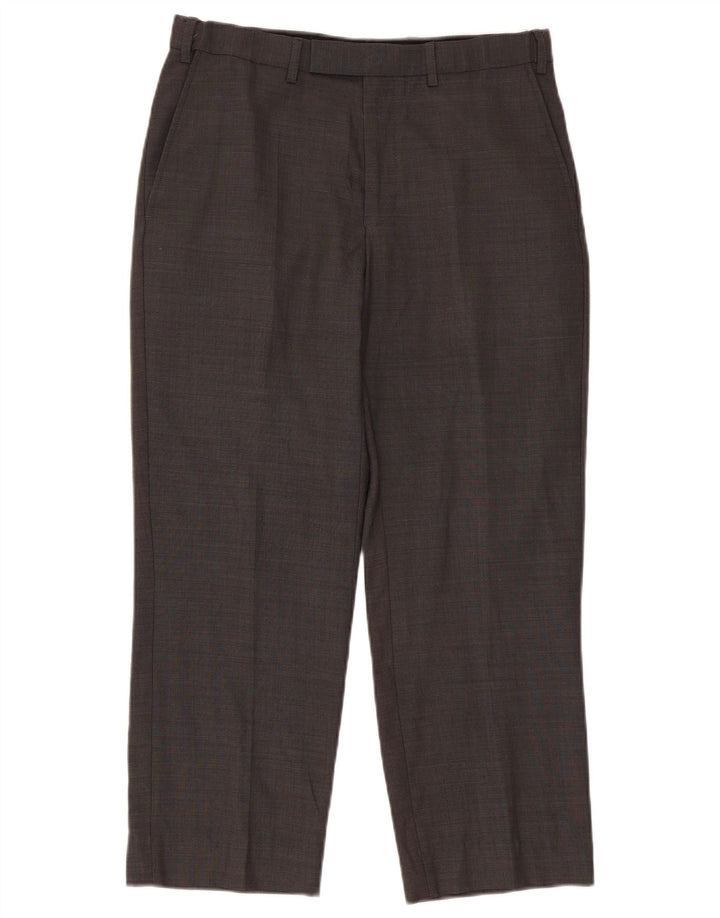 Marks & Spencer Pantalones de traje rectos de corte entallado para hombre W32 L26 Lana gris