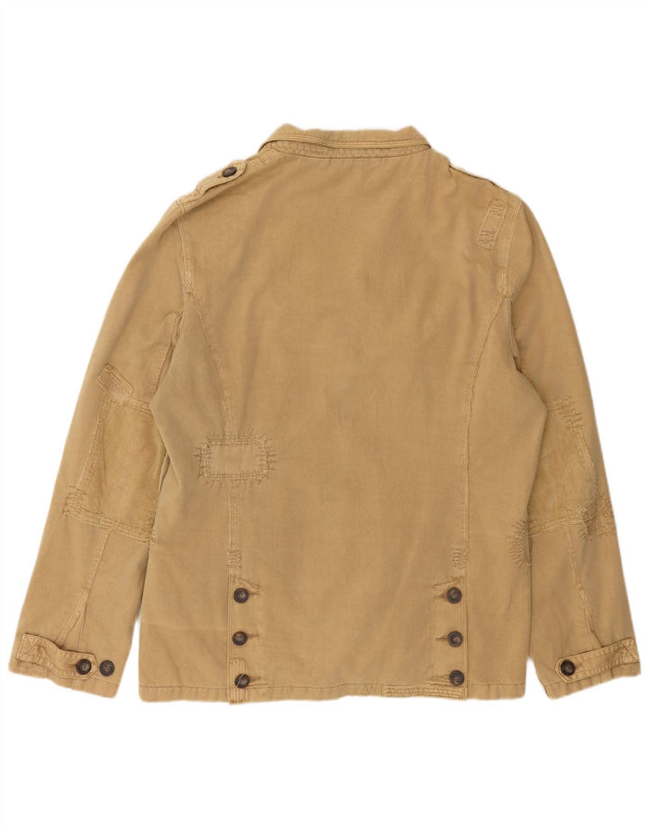 Vintage hombres chaqueta militar Reino Unido 42 XL algodón beige