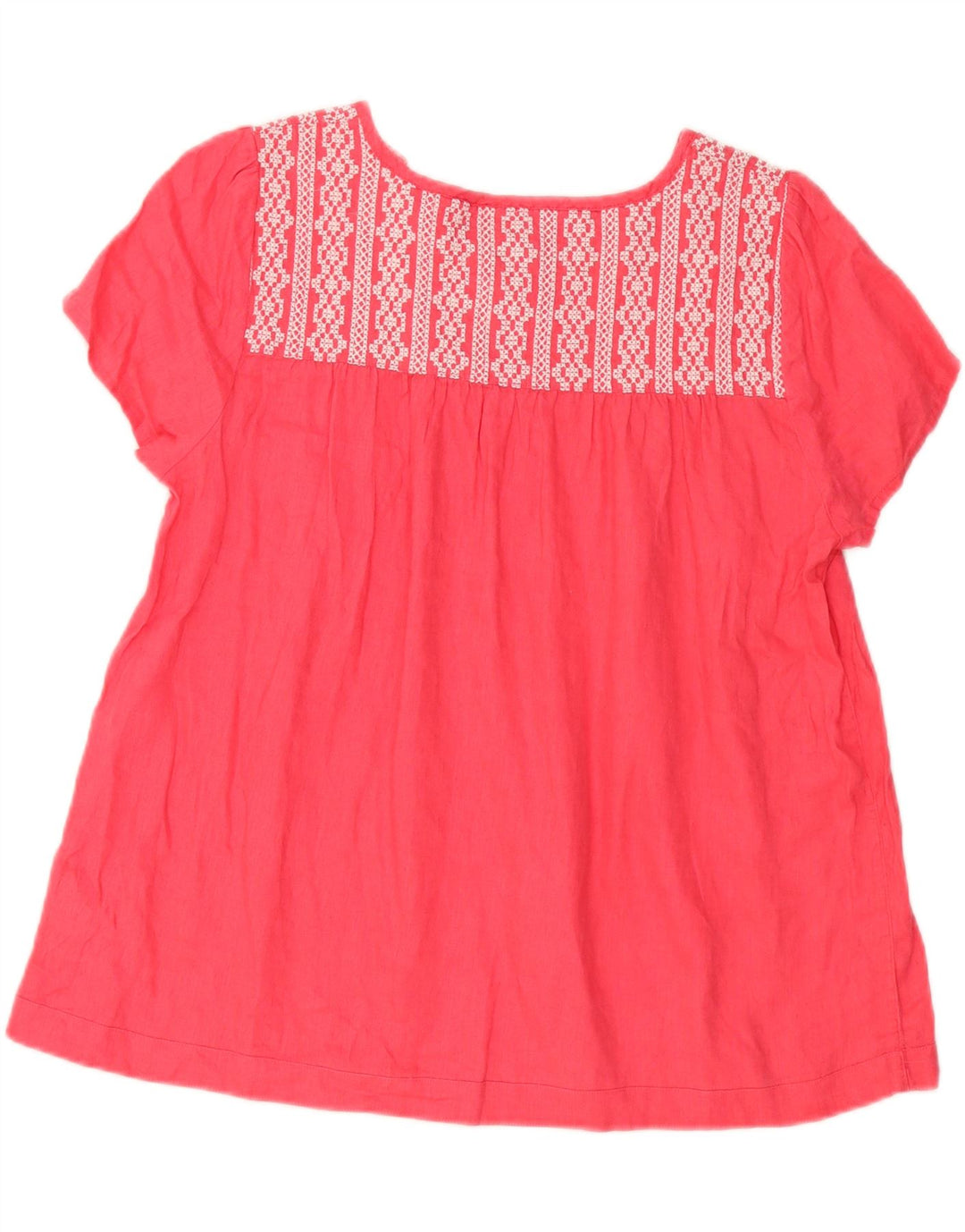 Marks & Spencer Blusa para Mujer Top UK 46 Grande Lino Geométrico Rosa
