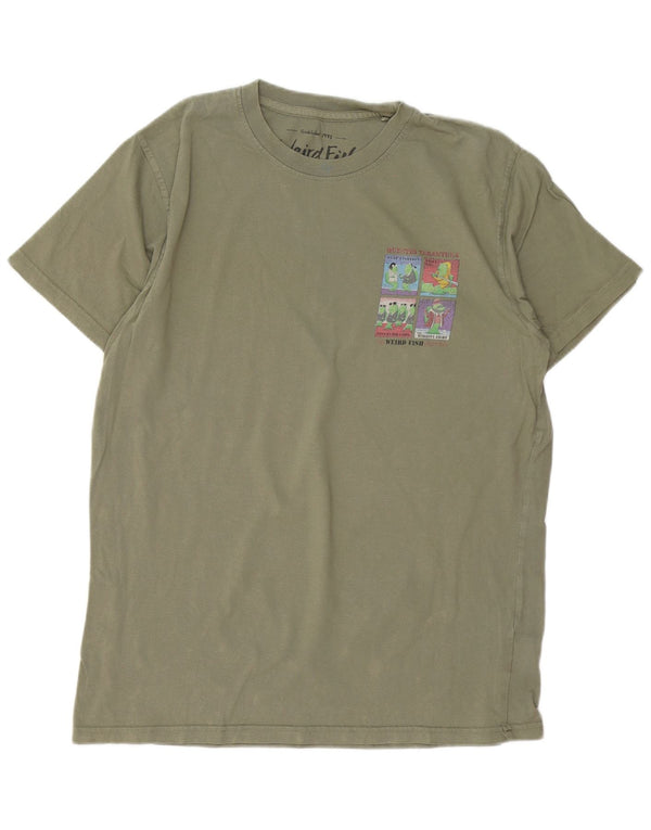 Weird Fish Camiseta gráfica para hombre Top grande de algodón caqui