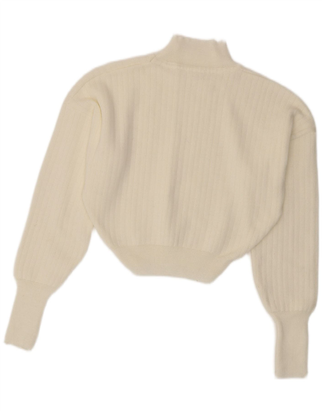 Vintage mujeres crop tortuga cuello jumper suéter Reino Unido 14 medio blanco