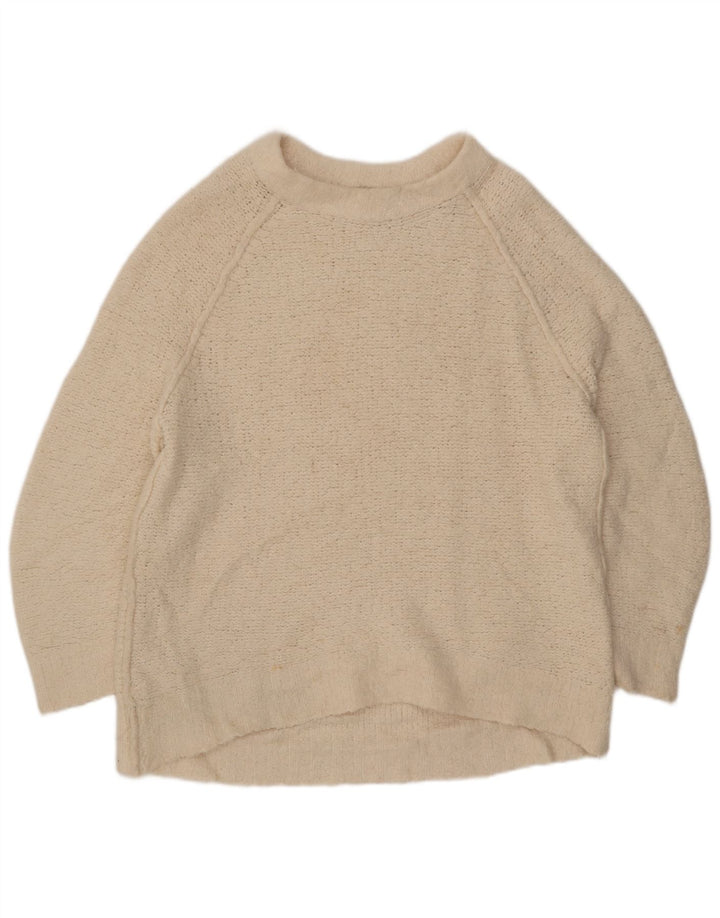 Vintage mujeres de gran tamaño barco cuello jersey suéter Reino Unido 14 blanco medio