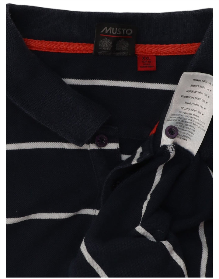 Musto Polo Hombre 2XL Algodón Rayas Azul Marino