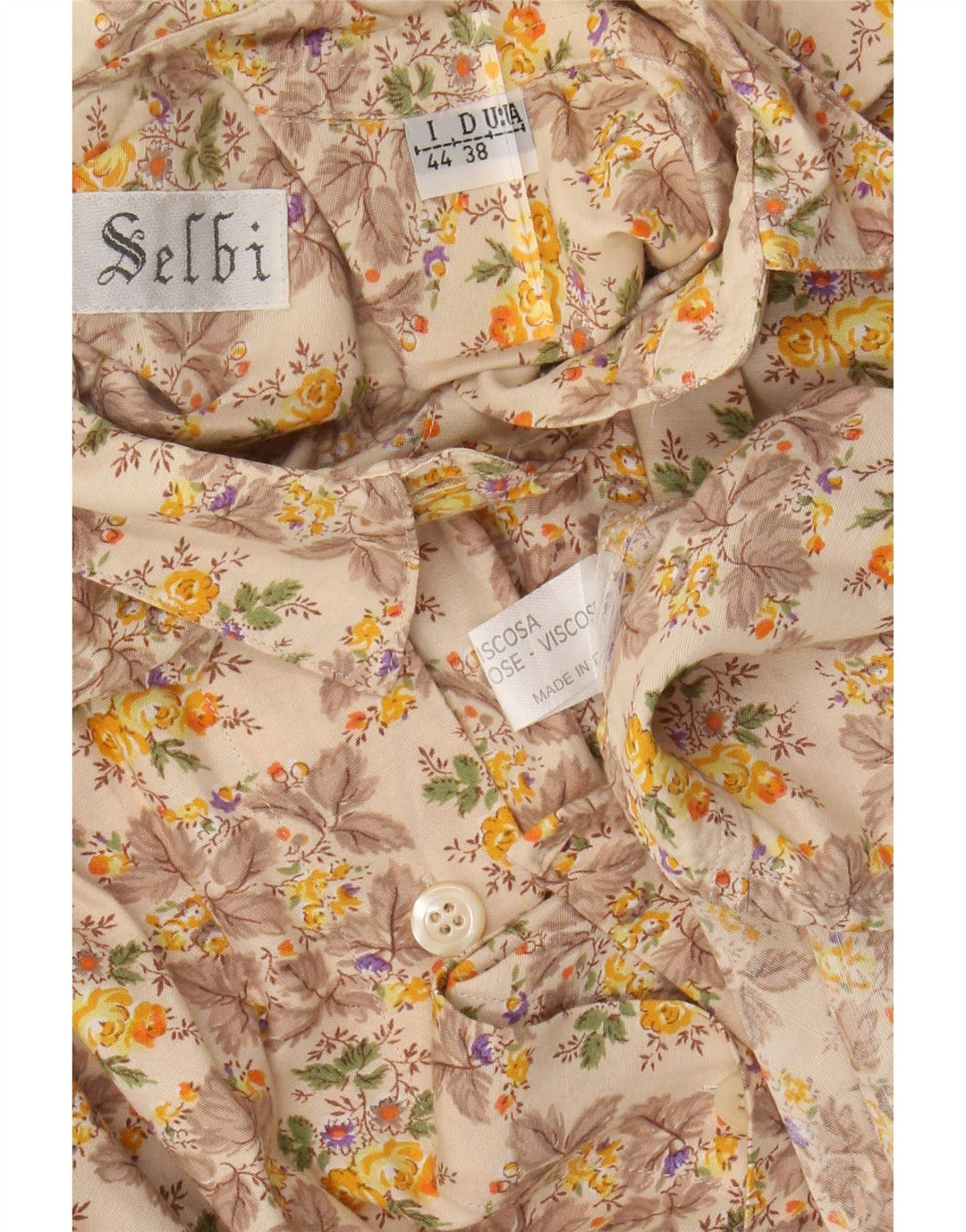 Blusa camisera de mujer VINTAGE IT 44 Viscosa floral beige medio