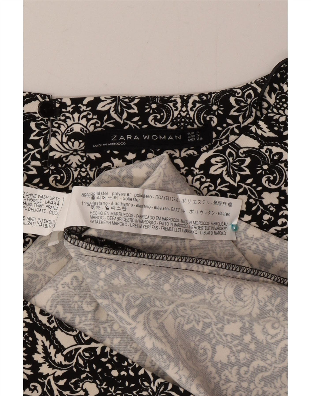 Zara Vestido recto para mujer UK 10 Small Poliéster floral negro