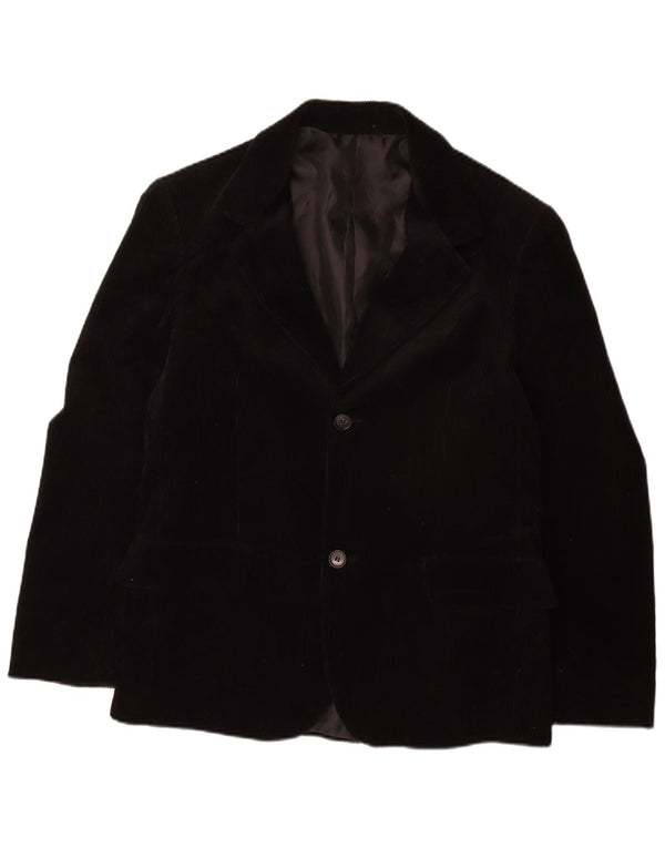 VINTAGE Chaqueta Blazer de pana de 2 botones para hombre Reino Unido 38 Algodón negro medio