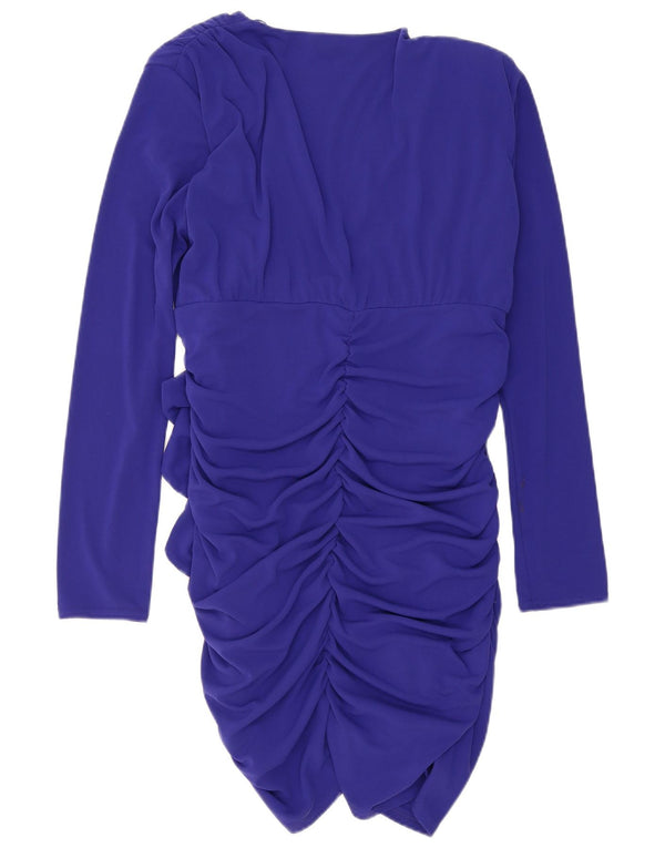 Zara Mujer Vestido Ajustado De Manga Larga ES 40 XL Poliéster Azul Marino