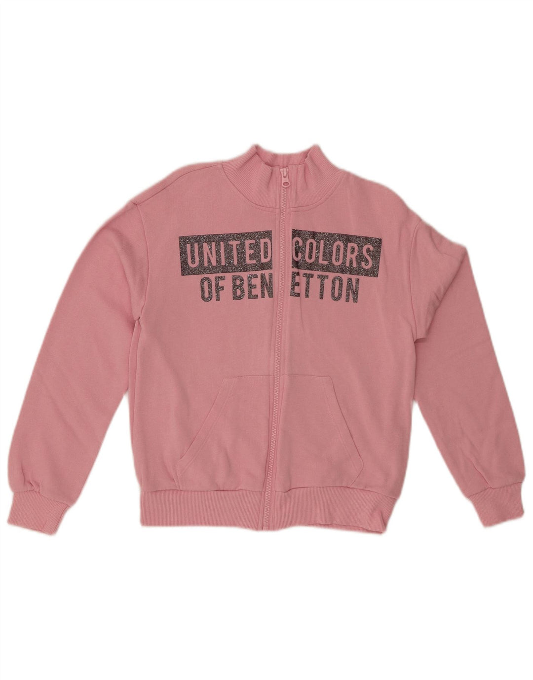 BENETTON Chaqueta de chándal con gráfico para niña 10-11 años XL Algodón Rosa