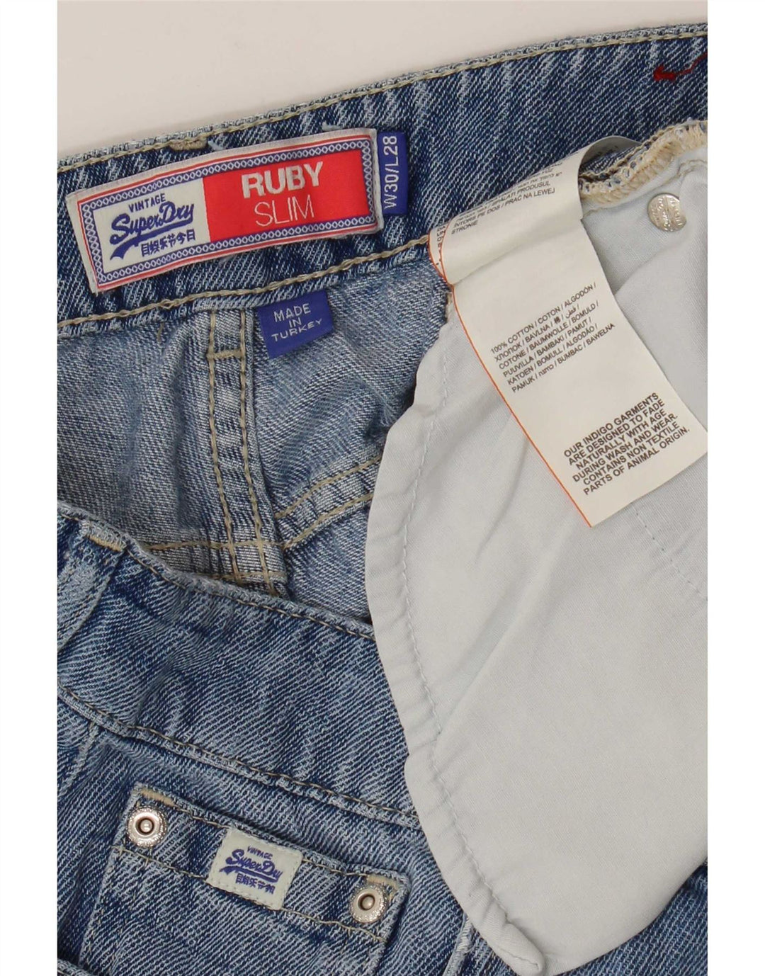 Superdry Vaqueros ajustados y cortos Ruby de cintura alta para mujer W30 L24 Algodón azul