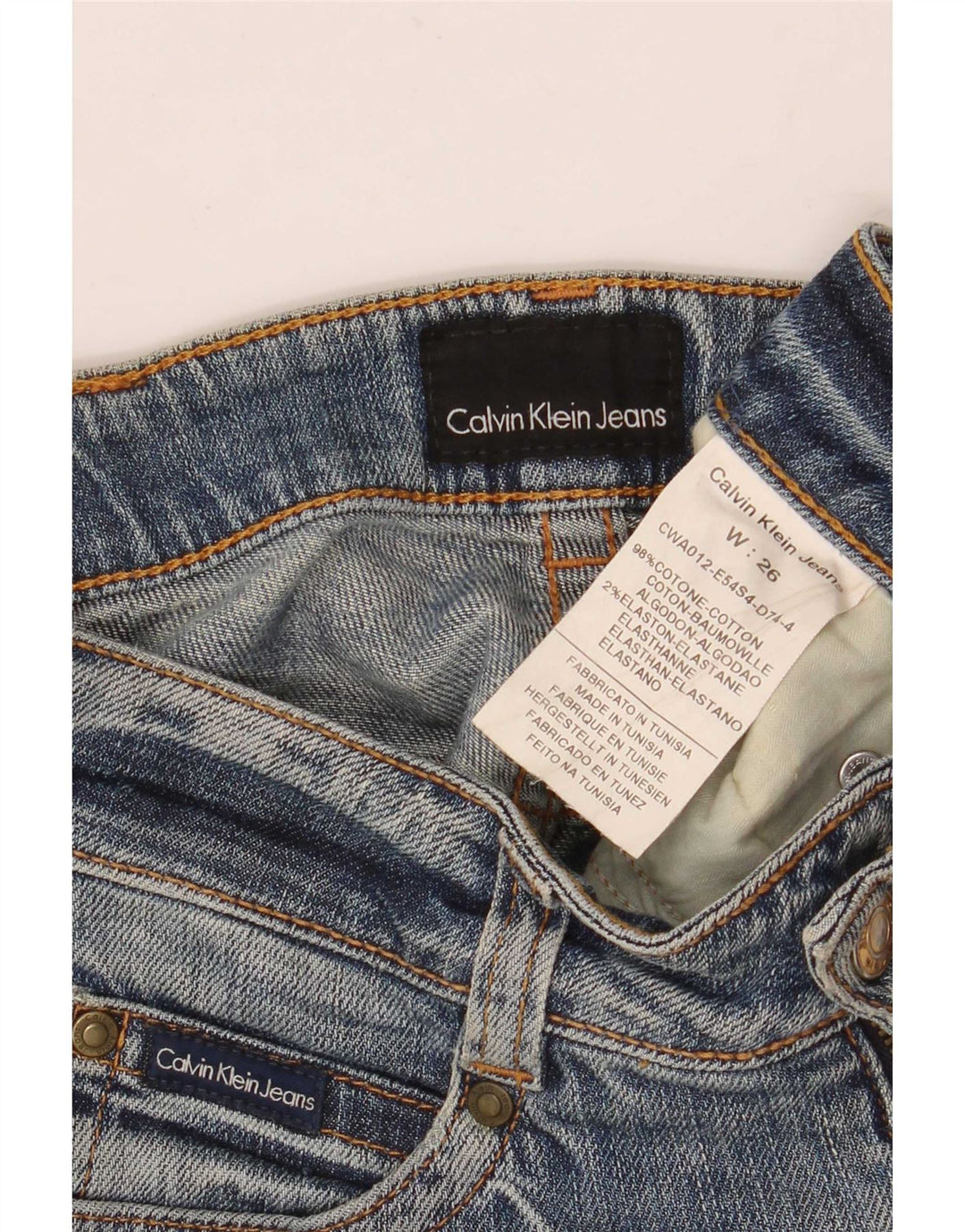 Vaqueros ajustados para mujer Calvin Klein W26 L30 Algodón azul