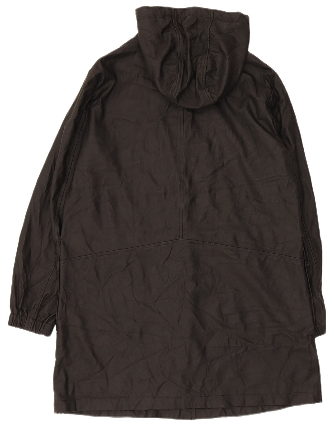 Zara Mujer Chubasquero Con Capucha UK 44 Mediano Negro