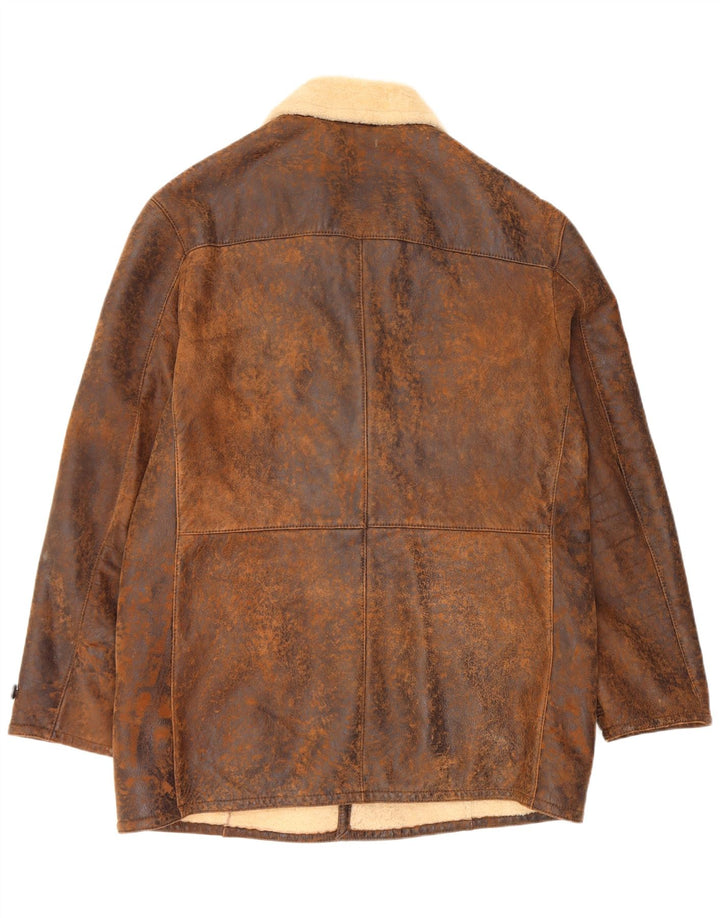 Marlboro Classics Chaqueta de piel de oveja para hombre UK 42 XL Piel de oveja marrón