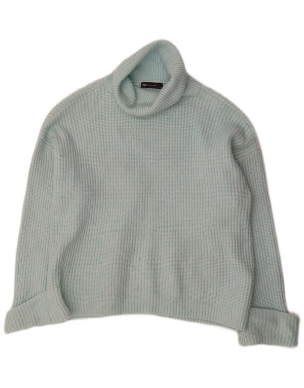 Marks & Spencer Jersey extragrande con cuello vuelto para mujer, talla 40, color azul