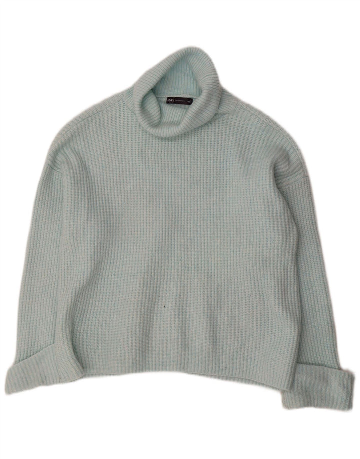 Marks & Spencer Jersey extragrande con cuello vuelto para mujer, talla 40, color azul