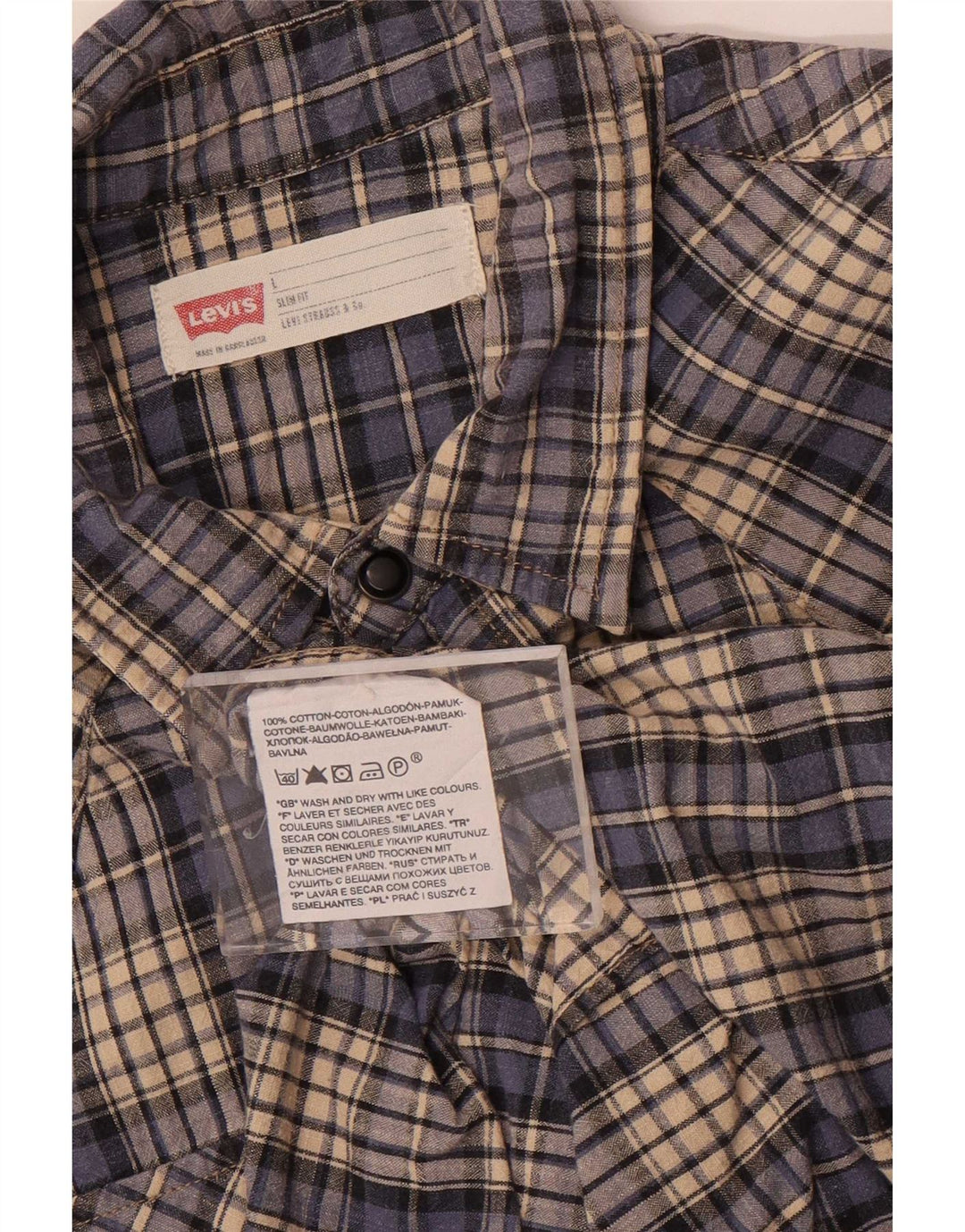 Levi's Camisa ajustada de algodón a cuadros azules grandes para hombre