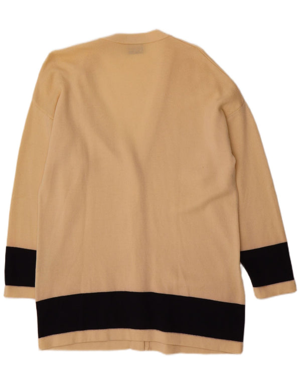 Luisa Spagnoli Suéter tipo cárdigan para mujer UK 40 XL Beige Colorblock