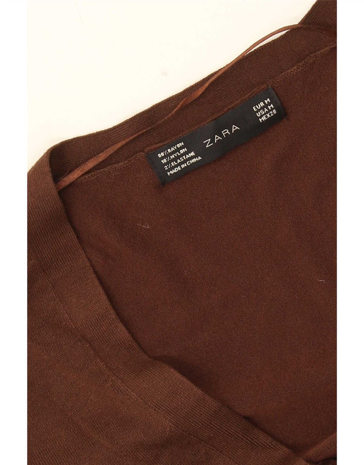 Zara Mujer Cárdigan Suéter UK 44 Rayón Marrón Medio