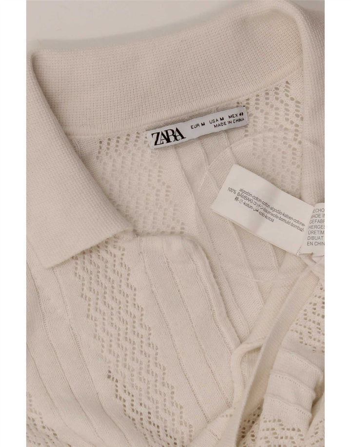 Zara Hombre Camisa Manga Corta Mediana Algodón Blanco