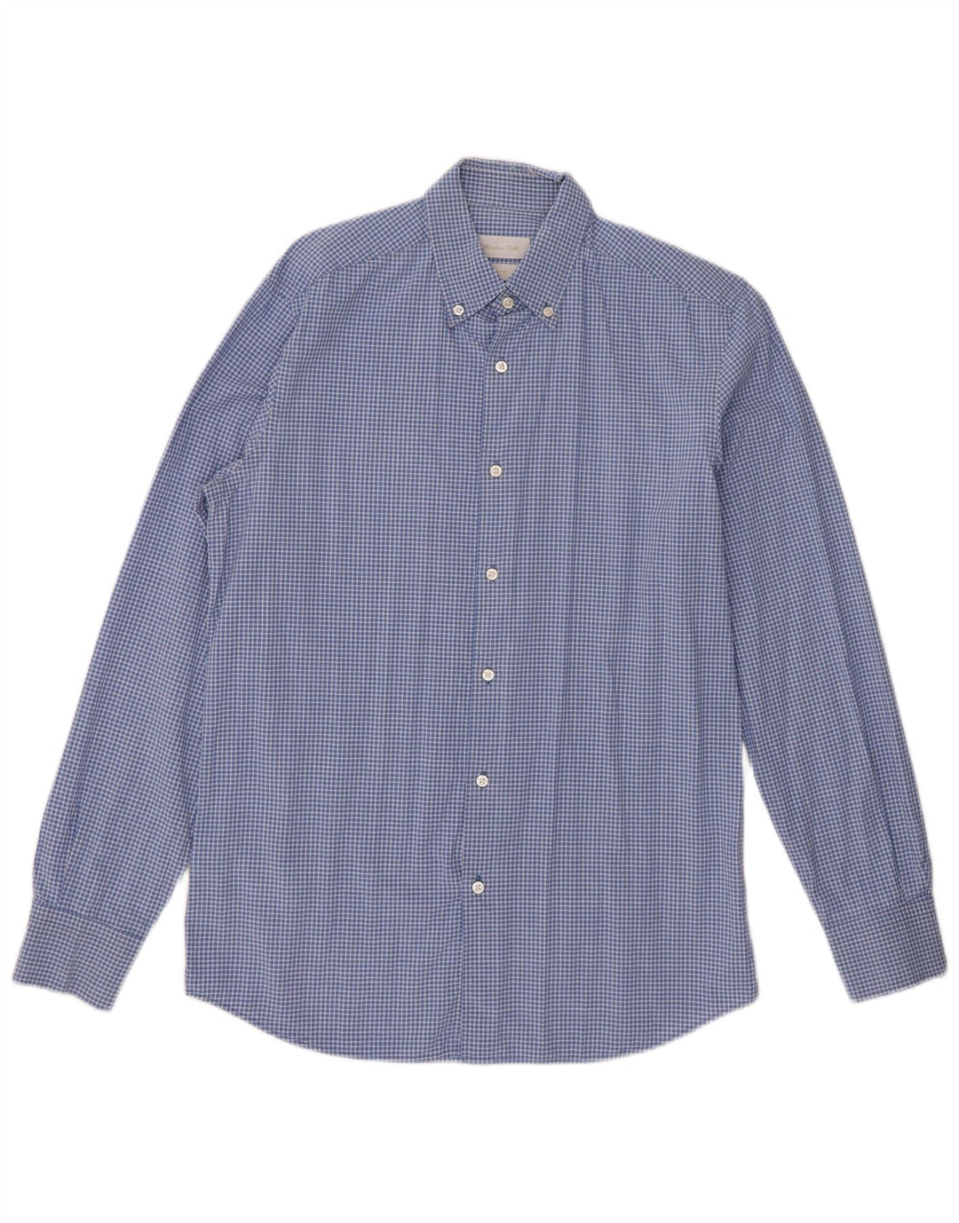 Camisa Massimo Dutti Hombre Algodón Vichy Azul Medio