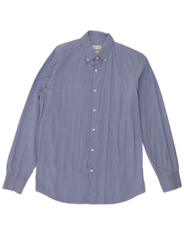 Camisa Massimo Dutti Hombre Algodón Vichy Azul Medio
