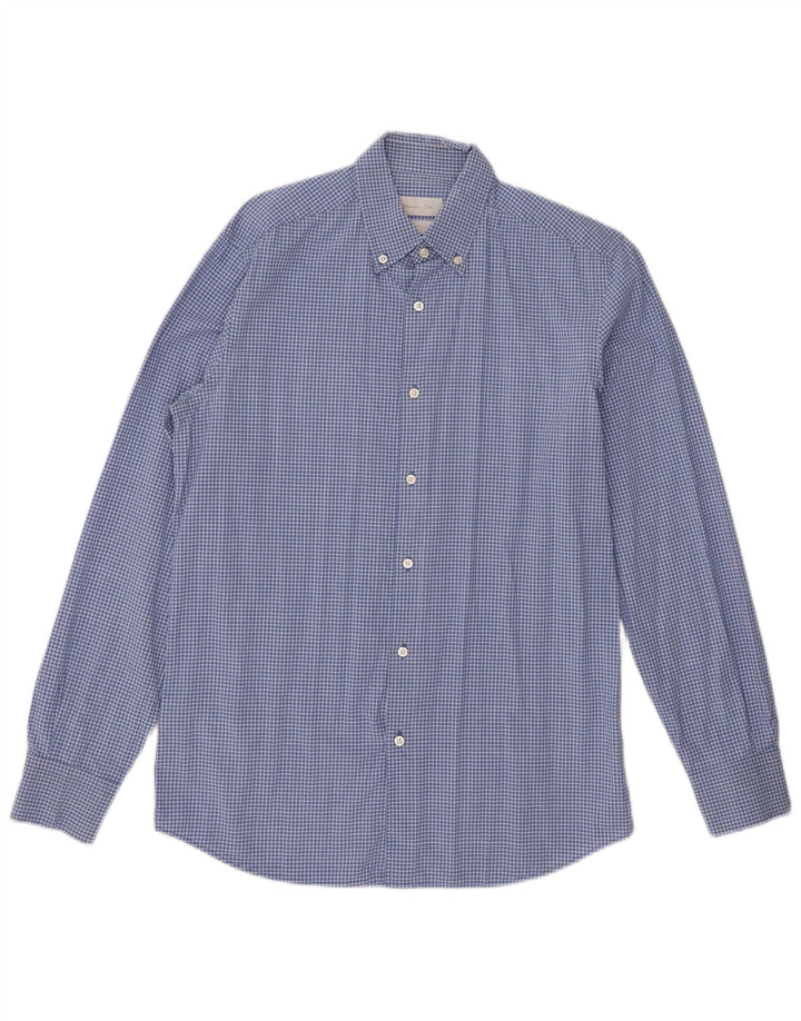 Camisa Massimo Dutti Hombre Algodón Vichy Azul Medio