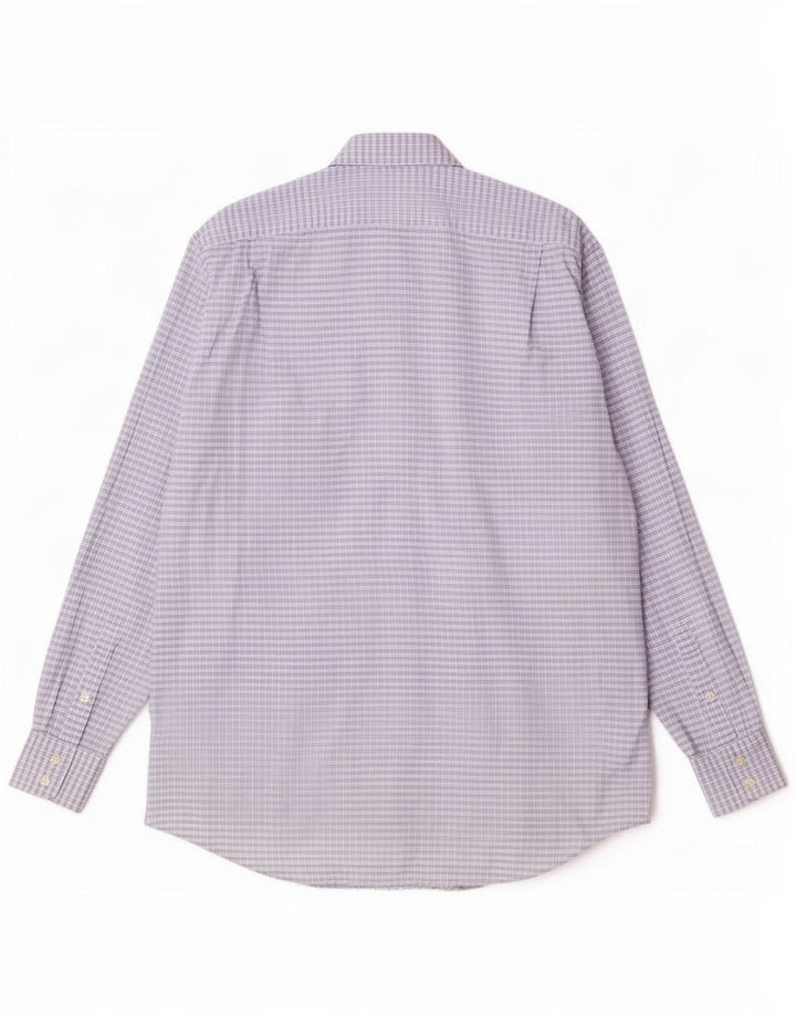 Camisa Lacoste para hombre talla 41 algodón a cuadros azul grande