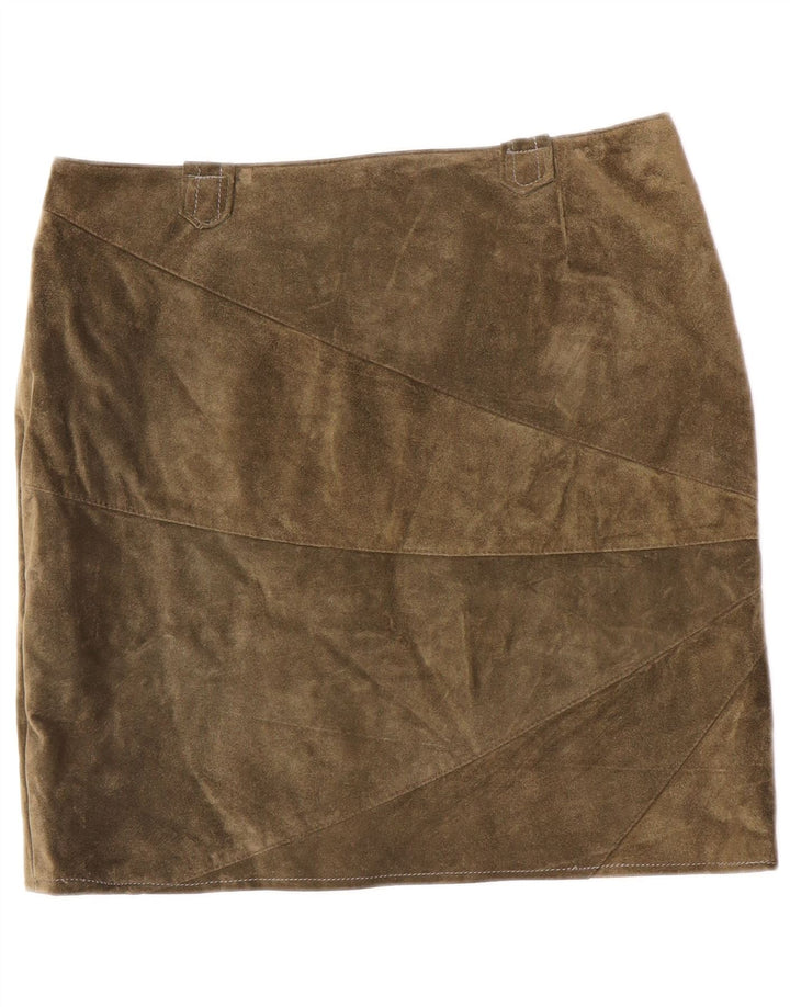 Falda de ante vintage para mujer mediana W32 cuero caqui