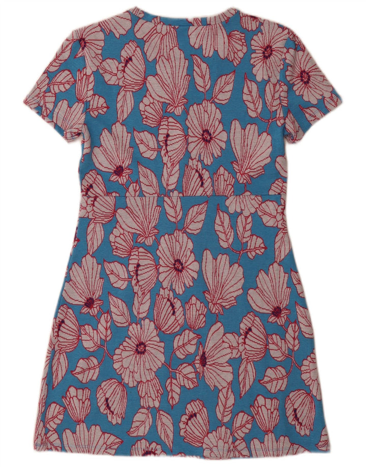 Zara Mujer Vestido Básico UK 42 Azul Medio Floral