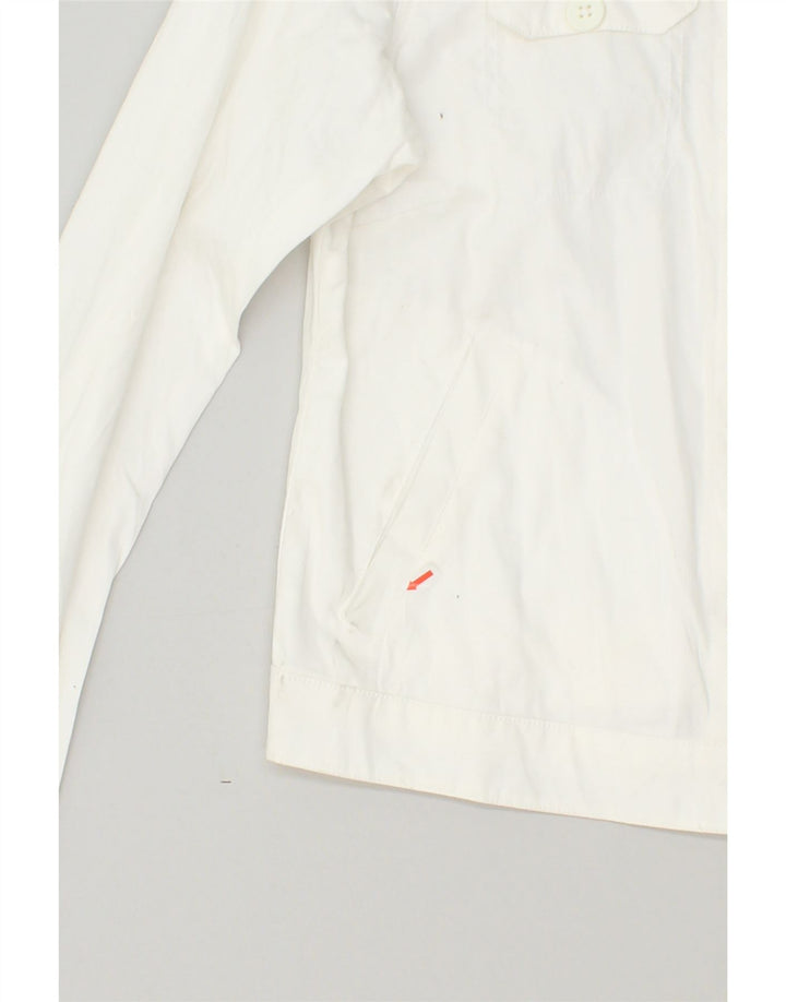 COLUMBIA Womens Crop Bomber Jacket UK 14 Medium White Cotton | Vintage Columbia | Thrift | Second-Hand Columbia | Used Clothing | Messina Hembry 