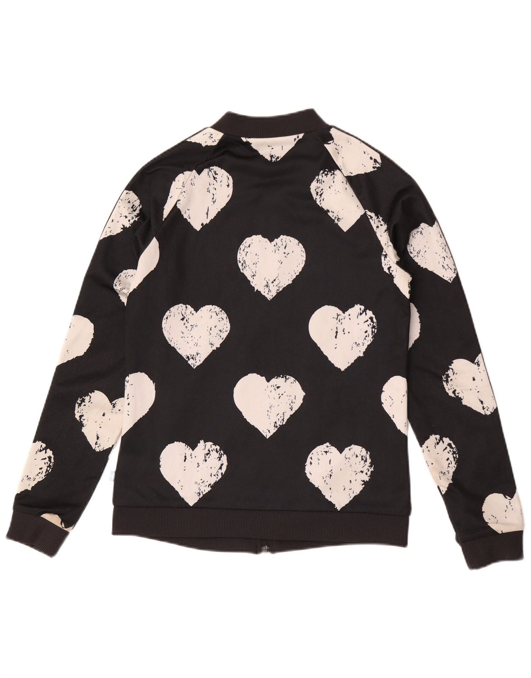 Adidas Mujer Gráfico Chándal Top Chaqueta IT 42 Medio Negro Corazón