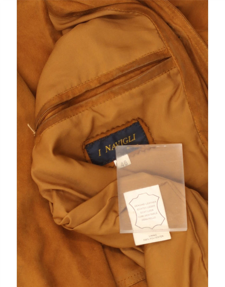 I NAVIGLI Cazadora bomber de ante para hombre IT 48 Cuero marrón medio