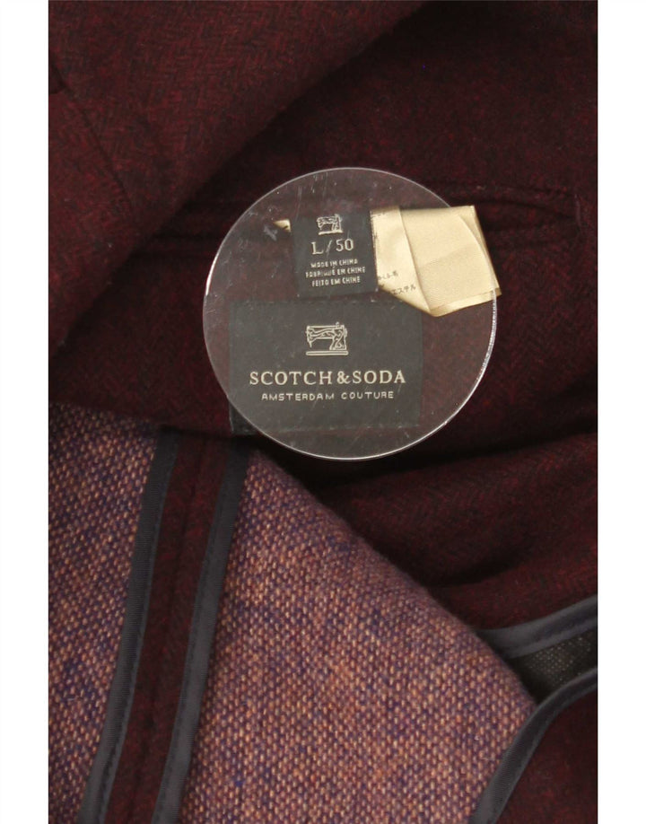 Scotch & Soda Chaqueta tipo blazer de 3 botones para hombre IT 50 Large Lana burdeos