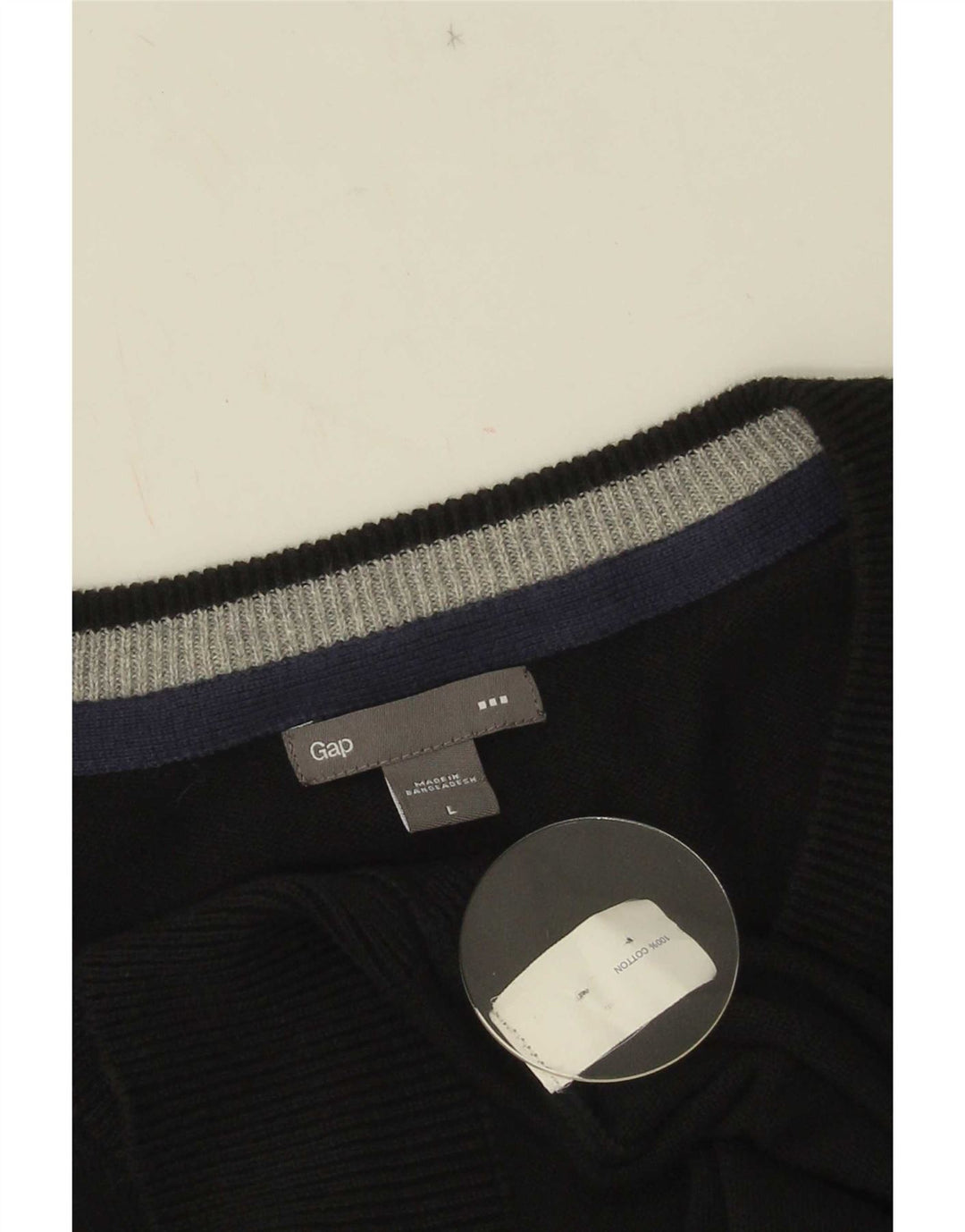 Gap Jersey con cuello en V para hombre, talla grande, algodón negro