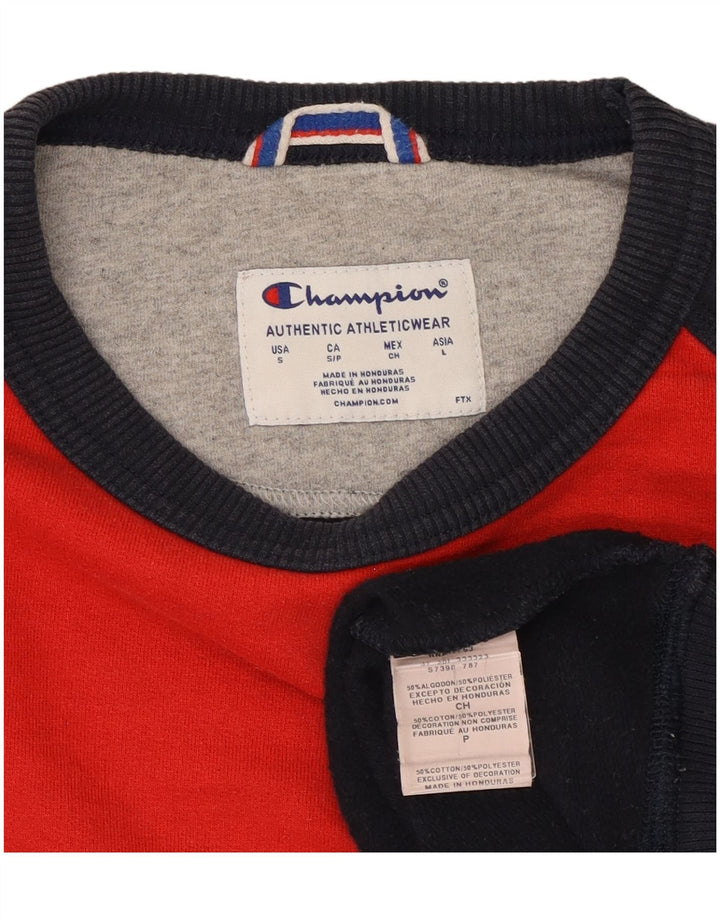 Champion Sudadera Para Hombre Jumper Large Azul Marino Colorblock Poliéster