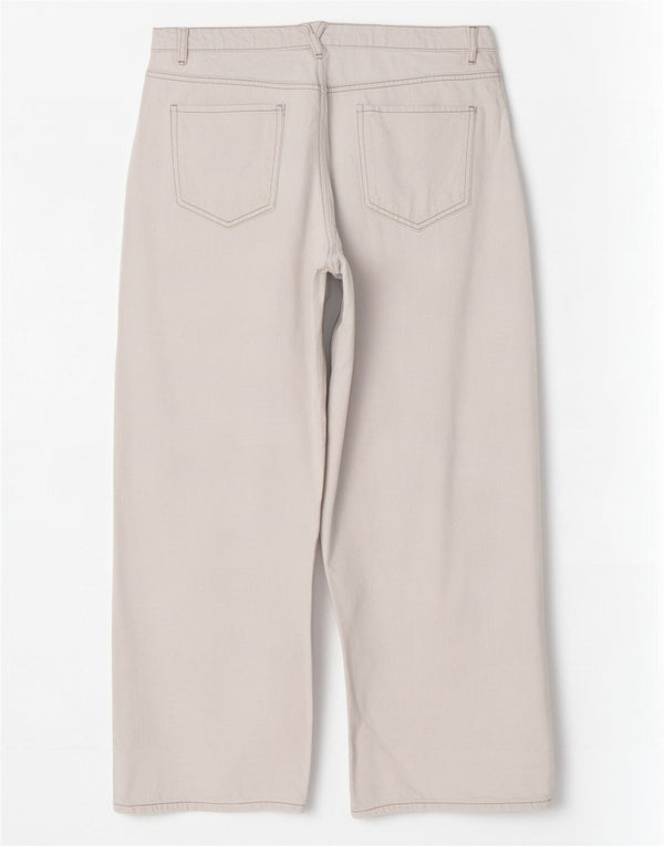 Zara Jeans De Pierna Ancha De Cintura Alta Para Mujer XL W32 L28 Algodón Blanco