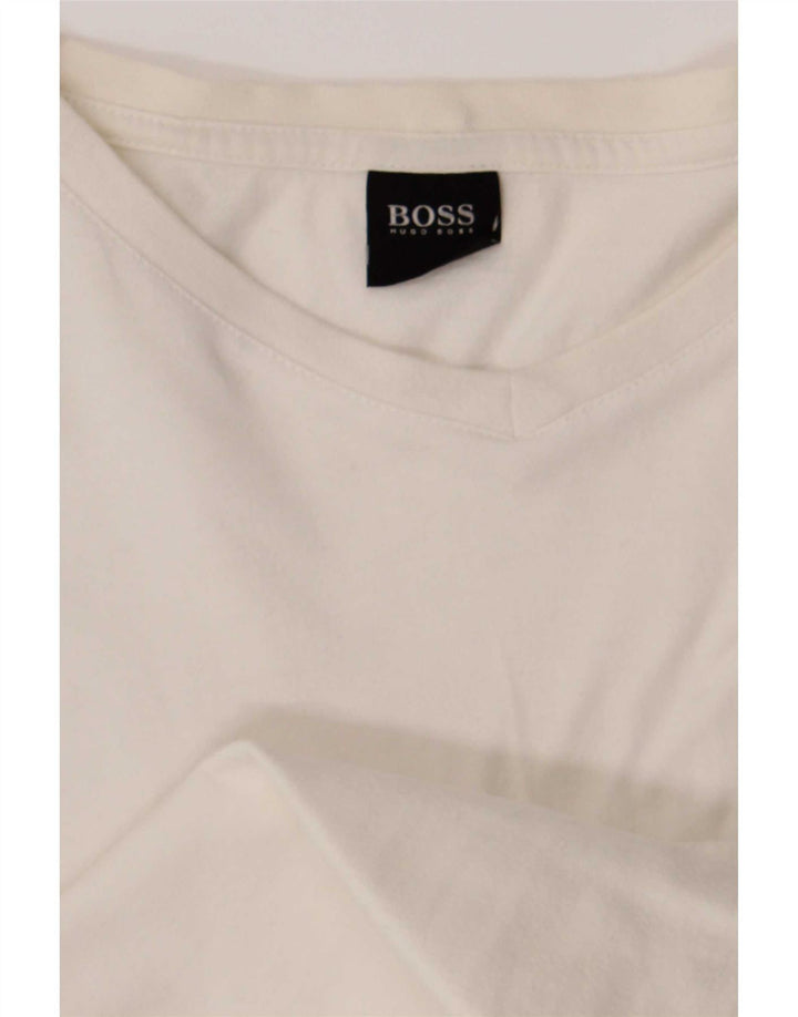 Hugo Boss Hombre Camiseta Top XL Blanco Algodón