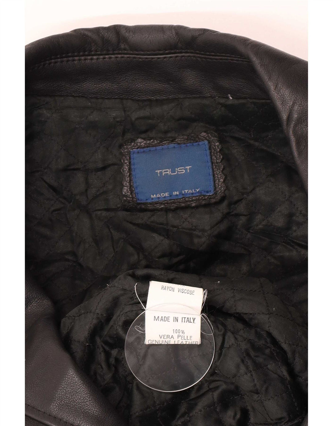 Chaqueta de cuero vintage para hombre IT 52 XL cuero negro