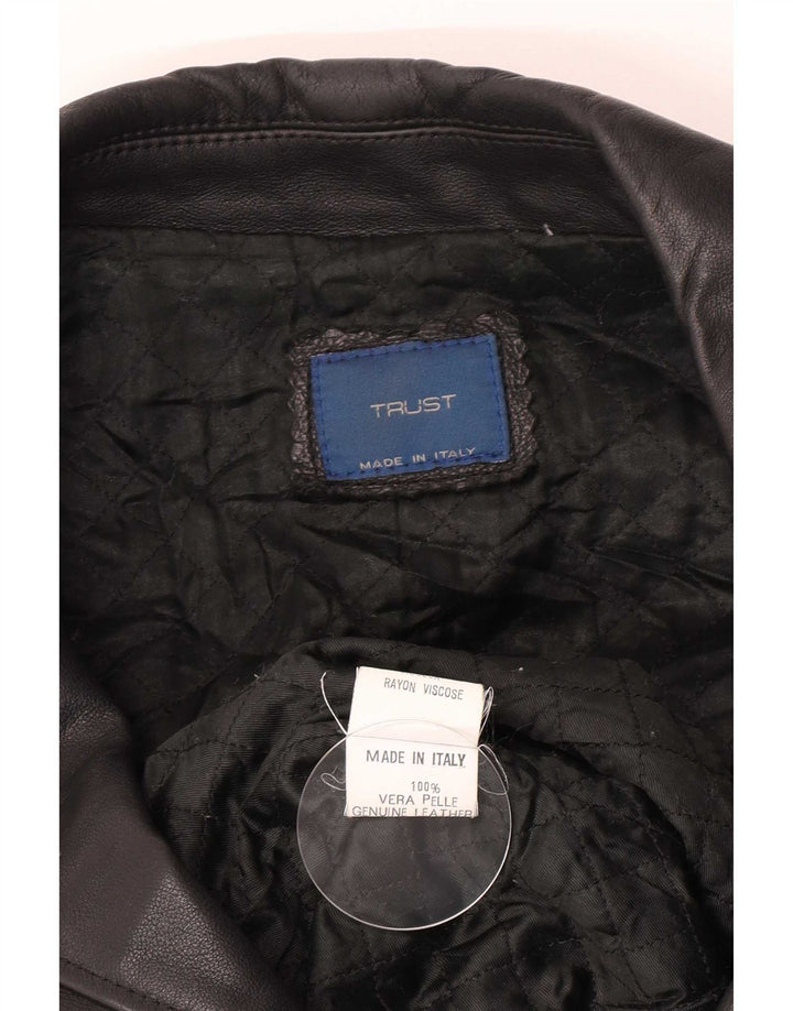 Chaqueta de cuero vintage para hombre IT 52 XL cuero negro