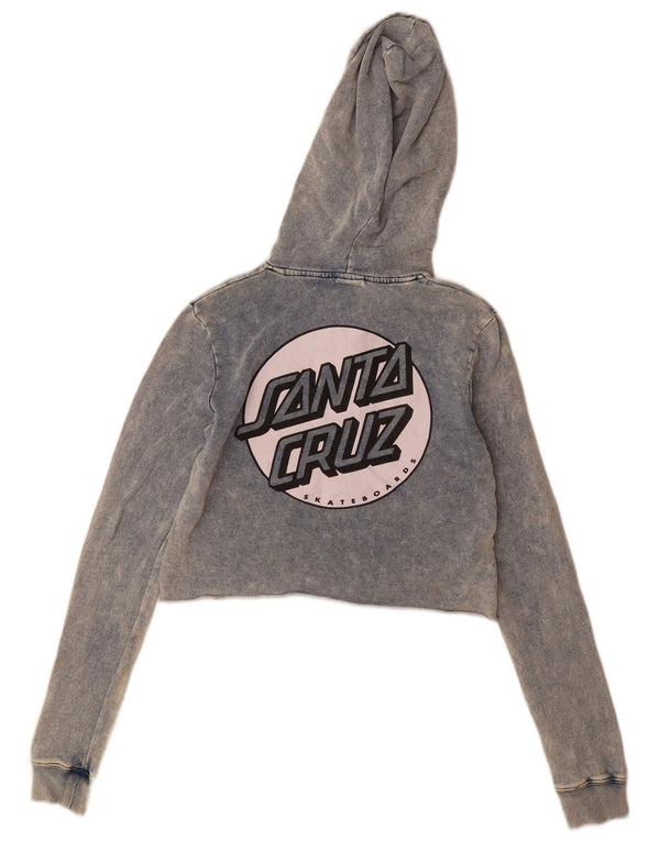 Santa Cruz Mujer Graphic Crop Sudadera con capucha Jumper UK 6 XS Azul Tie Dye Algodón