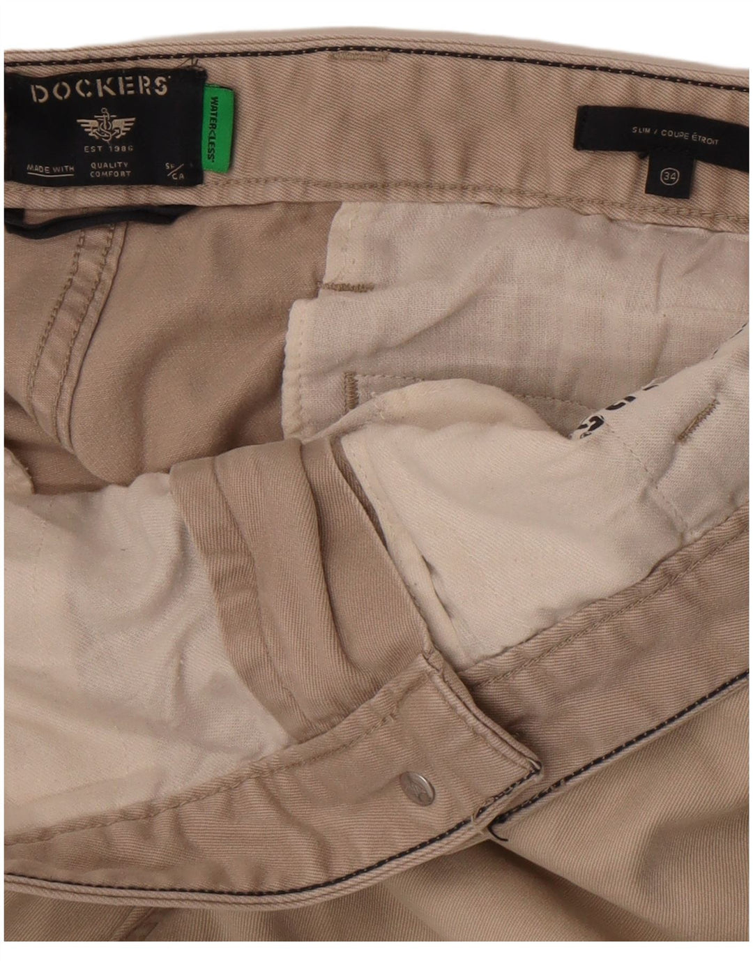 Dockers Pantalón chino ajustado para hombre W34 L29 Beige