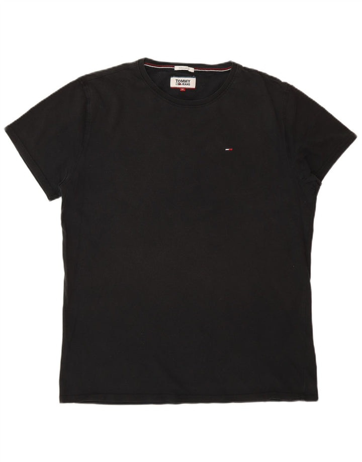 TOMMY HILFIGER Camiseta de corte regular para hombre Top Medium Black Cotton