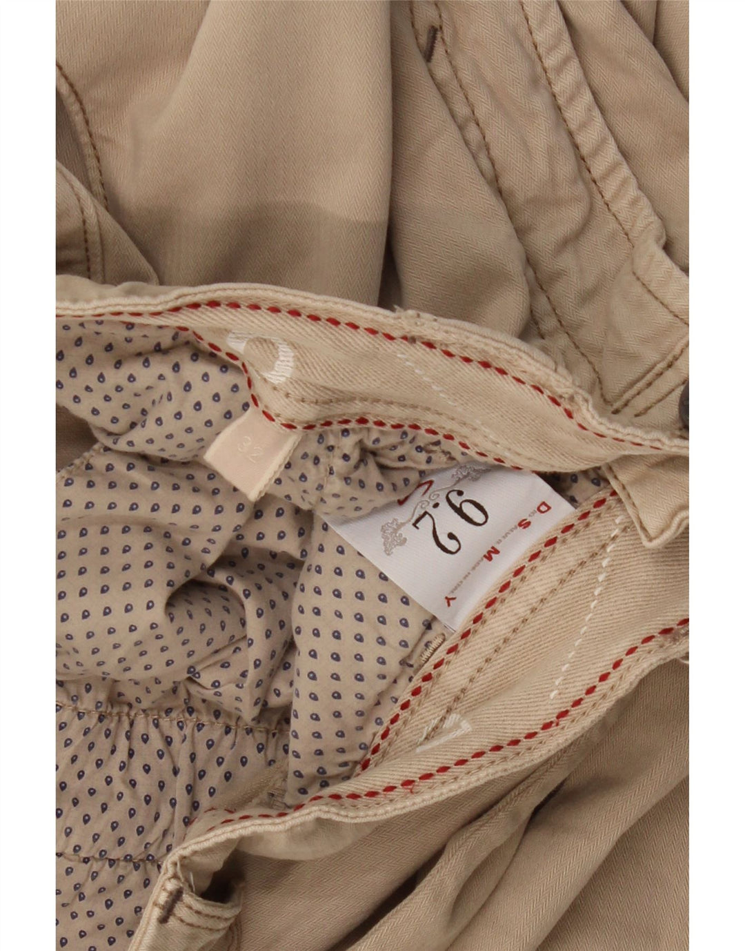 9.2 BY CARLO CHIONNA Pantalones informales rectos para hombre W32 L33 Algodón beige