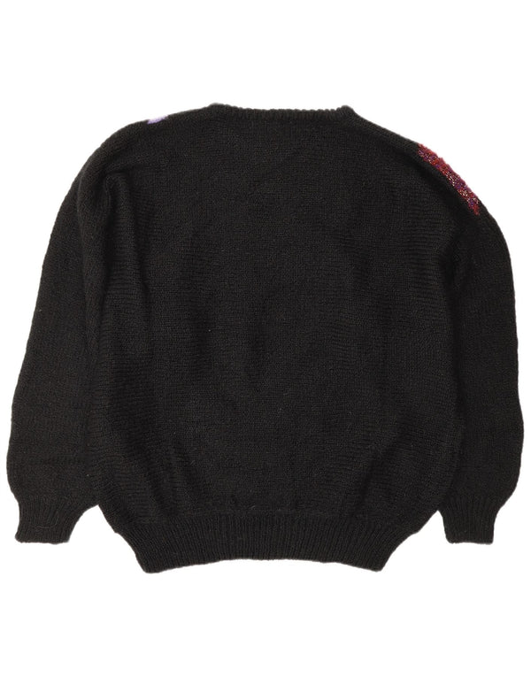 C&A Suéter gráfico con cuello redondo para mujer UK 18 XL Acrílico negro