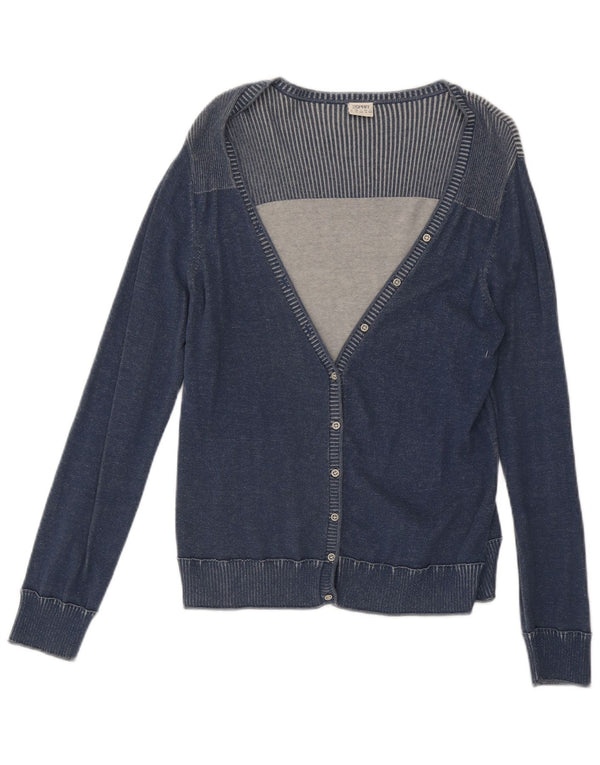 Esprit Womens Cardigan Sweater UK 18 XL Blue Pinstripe Cotton