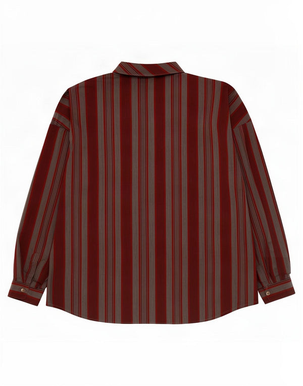 Vintage mujer oversized pullover camisa EU 40 medio borgoña rayas